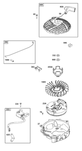 Flywheel, Ignition, And Starter Group Diagram and Parts List for 093J02-0147-F1 020000 - 09Z999 Briggs and Stratton Engine